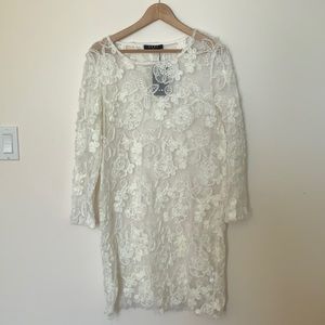 Floral embroidery dress